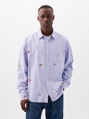 Gap Blue Dapper Dan Embroidered Oxford Shirt - Image 1 of 5