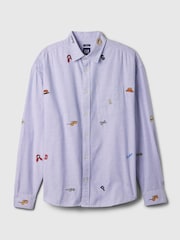 Gap Blue Dapper Dan Embroidered Oxford Shirt - Image 5 of 5