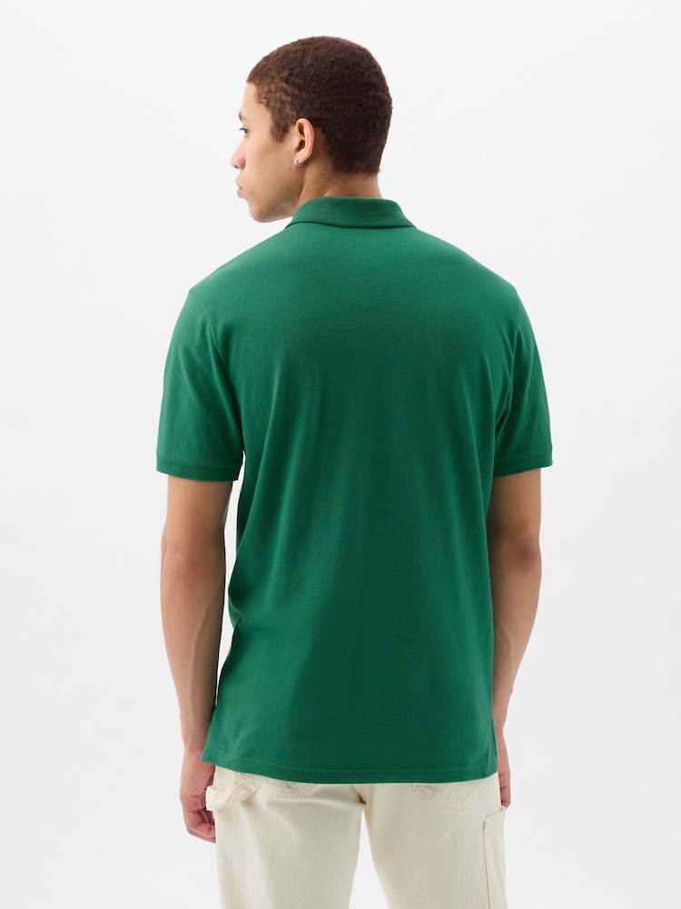 Gap Green Logo Pique Cotton Short Sleeve Polo Shirt - Image 2 of 3 Gap Green Logo Pique Cotton Short Sleeve Polo Shirt - Image 2 of 3