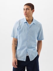 Gap Blue Linen Cotton Short Sleeve Shirt - Image 1 of 4