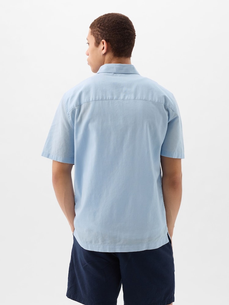 Gap Blue Linen Cotton Short Sleeve Shirt - Image 2 of 4