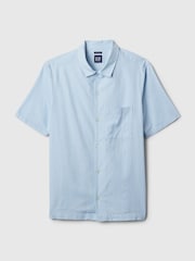 Gap Blue Linen Cotton Short Sleeve Shirt - Image 4 of 4