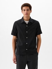 Gap Black Short Sleeve Linen Cotton Shirt - Image 1 of 5