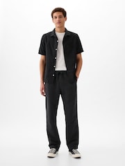 Gap Black Short Sleeve Linen Cotton Shirt - Image 4 of 5