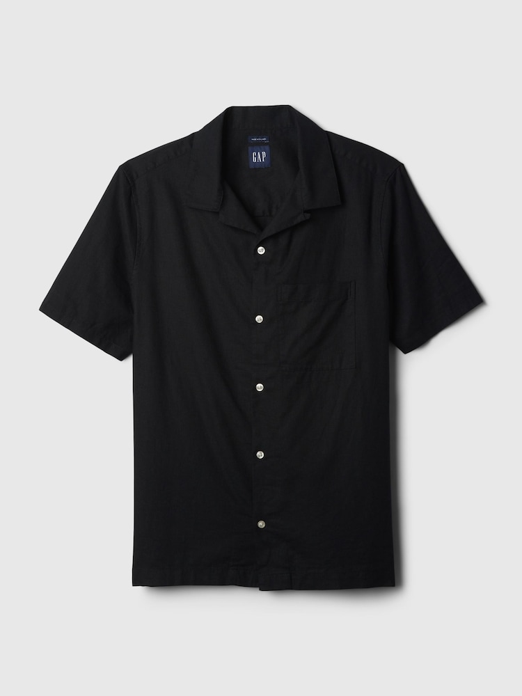 Gap Black Short Sleeve Linen Cotton Shirt - Image 5 of 5