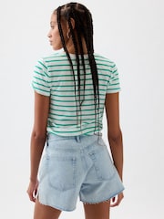Gap Green Stripe Favourite Graphic Short Sleeve T-Shirt - Image 2 of 2