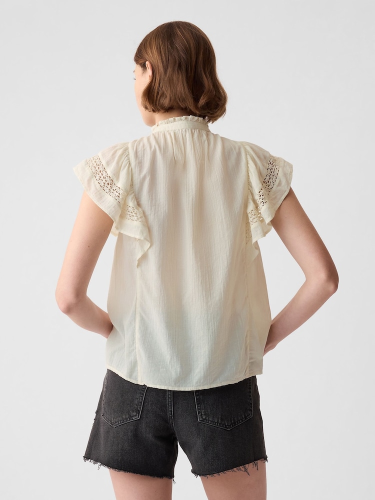 Beige - Gap Hemd mit Flatterärmel aus geknitterter Baumwolle - Bild 2 von 4