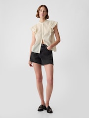 Beige - Gap Hemd mit Flatterärmel aus geknitterter Baumwolle - Bild 3 von 4