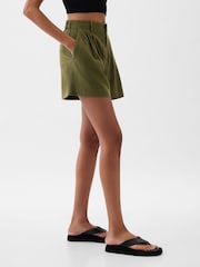 Gap Khaki Green 4" Linen Cotton Everyday Shorts - Image 3 of 6