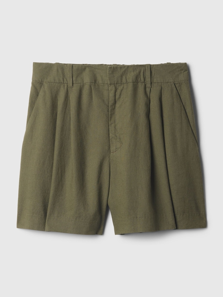 Gap Khaki Green 4" Linen Cotton Everyday Shorts - Image 6 of 6