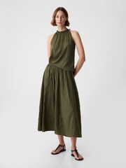 Gap Green Crinkle Pull On Midi Skirt - Image 1 of 4