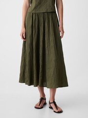 Gap Green Crinkle Pull On Midi Skirt - Image 2 of 4