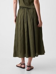 Gap Green Crinkle Pull On Midi Skirt - Image 3 of 4