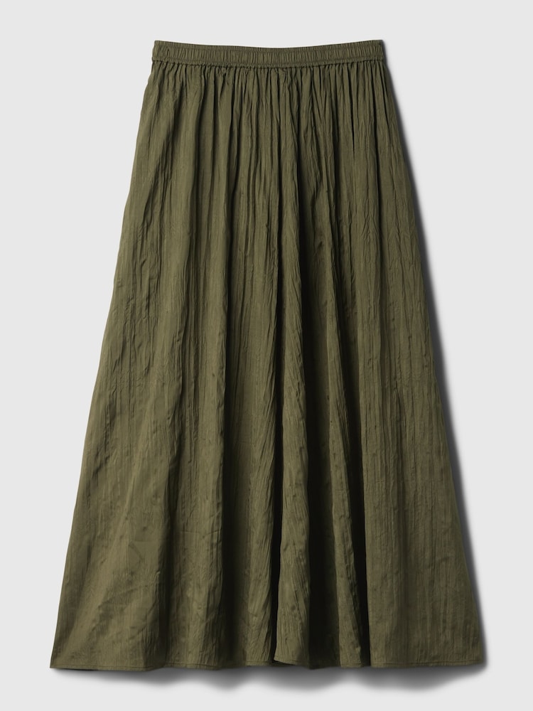 Gap Green Crinkle Pull On Midi Skirt - Image 4 of 4