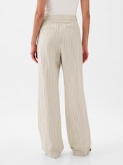 Gap Cream Stripe High Waisted Linen Cotton Trousers - Image 3 of 6