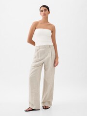 Gap Cream Stripe High Waisted Linen Cotton Trousers - Image 5 of 6