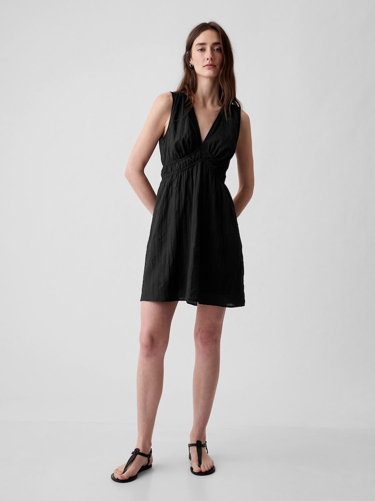 Gap Black Crinkle Mini Dress - Image 2 of 5
