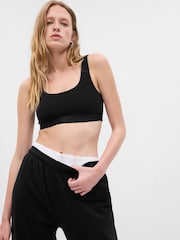 Gap Black Organic Stretch Cotton Logo Bralette - Image 1 of 2