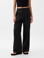 Gap Black High Waisted Linen Cotton Trousers - Image 1 of 5