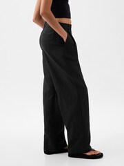 Gap Black High Waisted Linen Cotton Trousers - Image 2 of 5