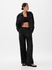Gap Black High Waisted Linen Cotton Trousers - Image 3 of 5