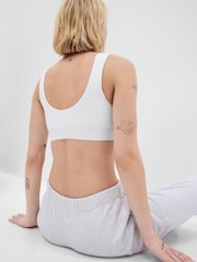 Gap White Organic Stretch Cotton Logo Bralette - Image 2 of 6