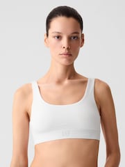 Gap White Organic Stretch Cotton Logo Bralette - Image 3 of 6