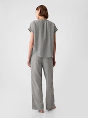 Gap Black/White Crinkle Cotton Short Sleeve Pyjama Top - Image 2 of 2