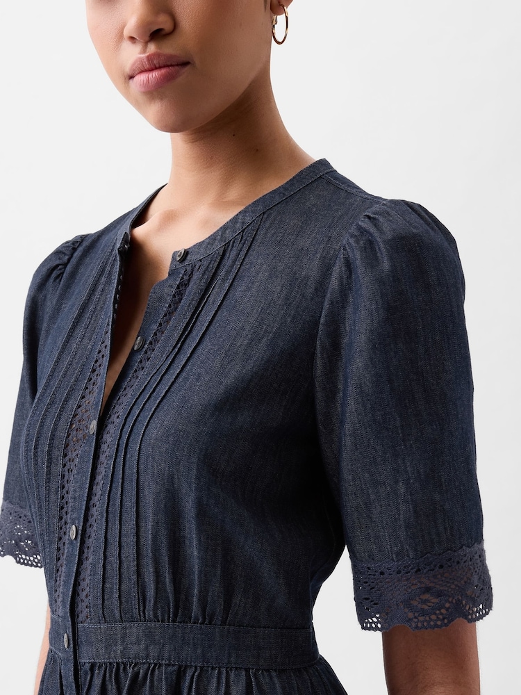 Gap Durchgeknöpftes Midikleid aus Denim mit Spitze - Bild 4 von 4
