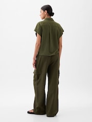 Olivgrün - Gap – Cargohose aus Leinen-Baumwollmischung mit mittelhohem Bund - Bild 5 von 6