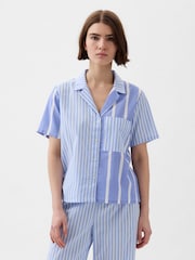 Gap Blue Stripe Poplin Pyjama Shirt - Image 1 of 3
