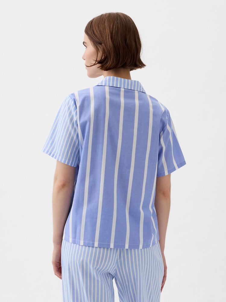 Gap Blue Stripe Poplin Pyjama Shirt - Image 2 of 3 Gap Blue Stripe Poplin Pyjama Shirt - Image 2 of 3