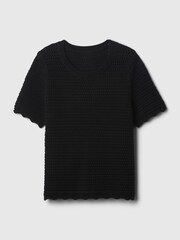 Gap Black Crochet Crew Neck Short Sleeve Knit Jumper - Image 5 of 5