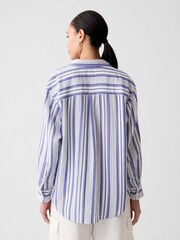 Gap Blue Crinkle Cotton Long Sleeve Oversize Shirt - Image 2 of 3