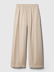 Gap Beige Crinkle Cotton Wide Leg Pull On Trouser - Image 6 of 6
