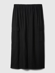 Gap Black Linen Cotton Utility Pocket Midi Skirt - Image 6 of 6