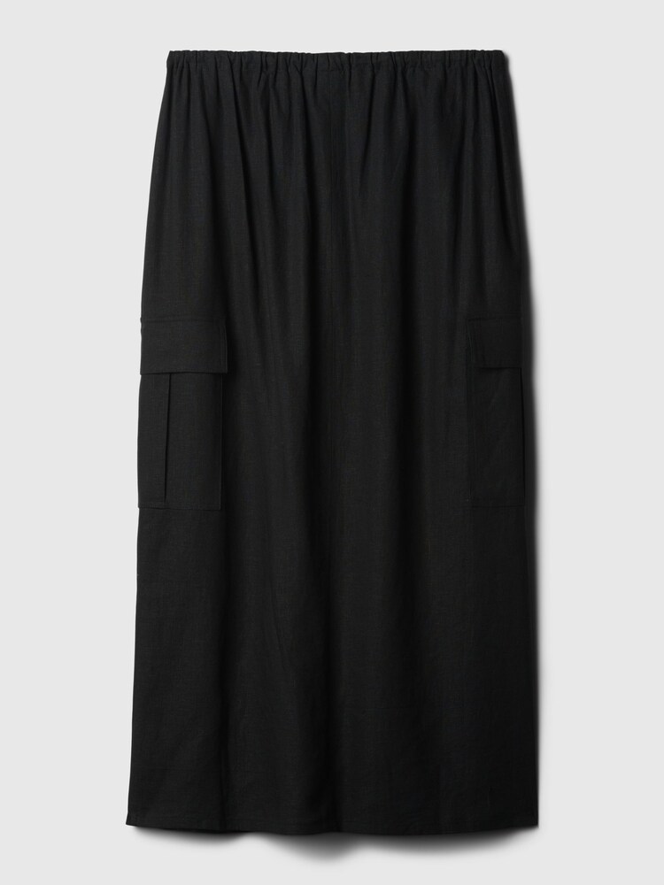Gap Black Linen Cotton Utility Pocket Midi Skirt - Image 6 of 6