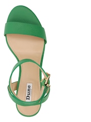 Dune London Green Chrome Memee Mid Block Heel Sandals - Image 5 of 7