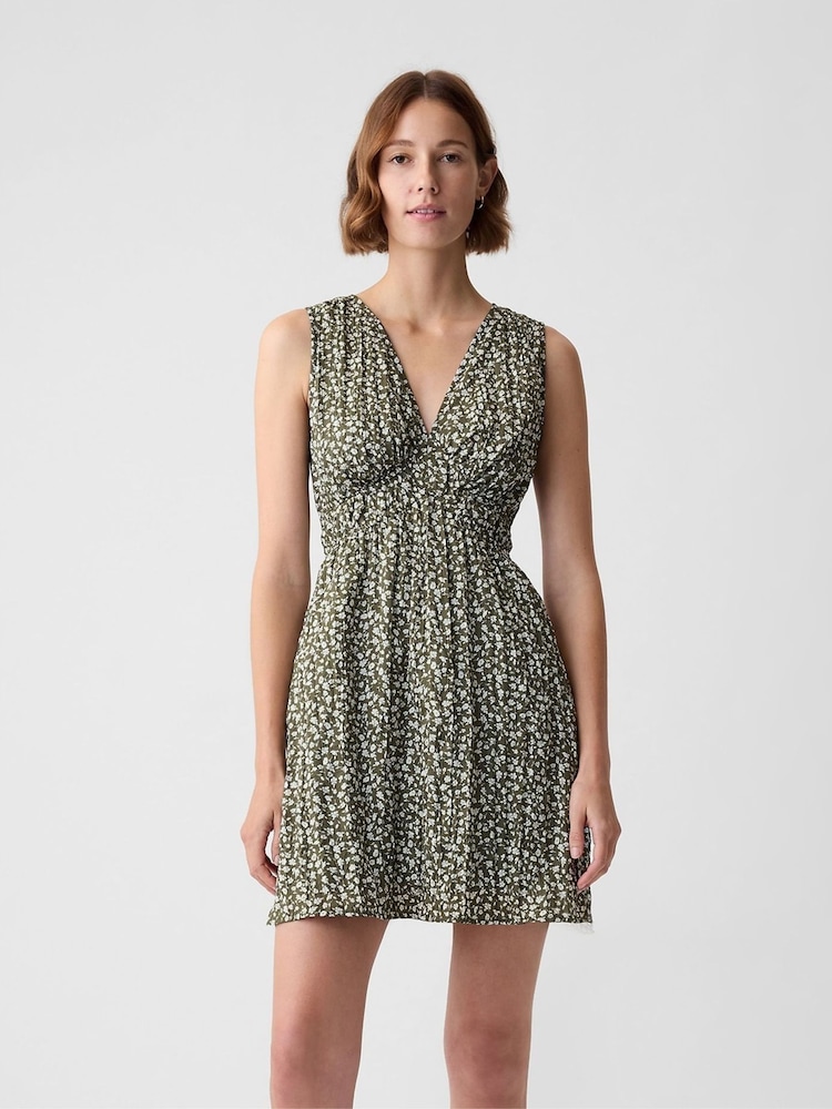 Gap Green Crinkle Mini Dress - Image 1 of 6