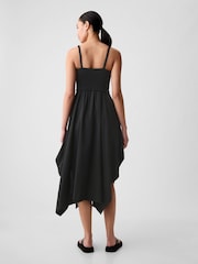 Gap Black Smocked Handkerchief Hem Midi Dress - Image 2 of 3