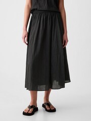 Gap Black Crinkle Pull On Midi Skirt - Image 2 of 4