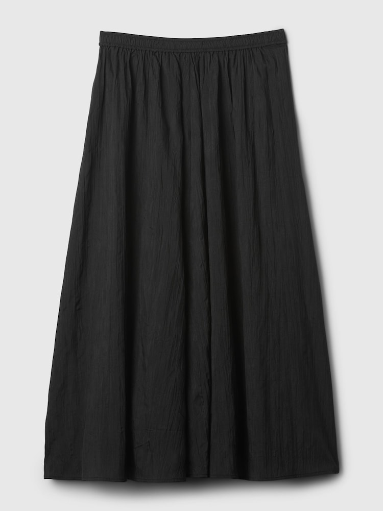 Gap Black Crinkle Pull On Midi Skirt - Image 4 of 4