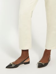 Dune London Black Regular Fit Hopeful Branded-Snaffle-Trim Ballet Shoes - Image 1 of 6