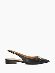 Dune London Black Regular Fit Hopeful Branded-Snaffle-Trim Ballet Shoes - Image 3 of 6