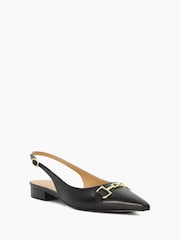 Dune London Black Regular Fit Hopeful Branded-Snaffle-Trim Ballet Shoes - Image 4 of 6