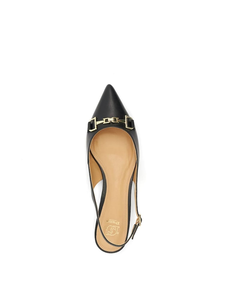 Dune London Black Regular Fit Hopeful Branded-Snaffle-Trim Ballet Shoes - Image 6 of 6