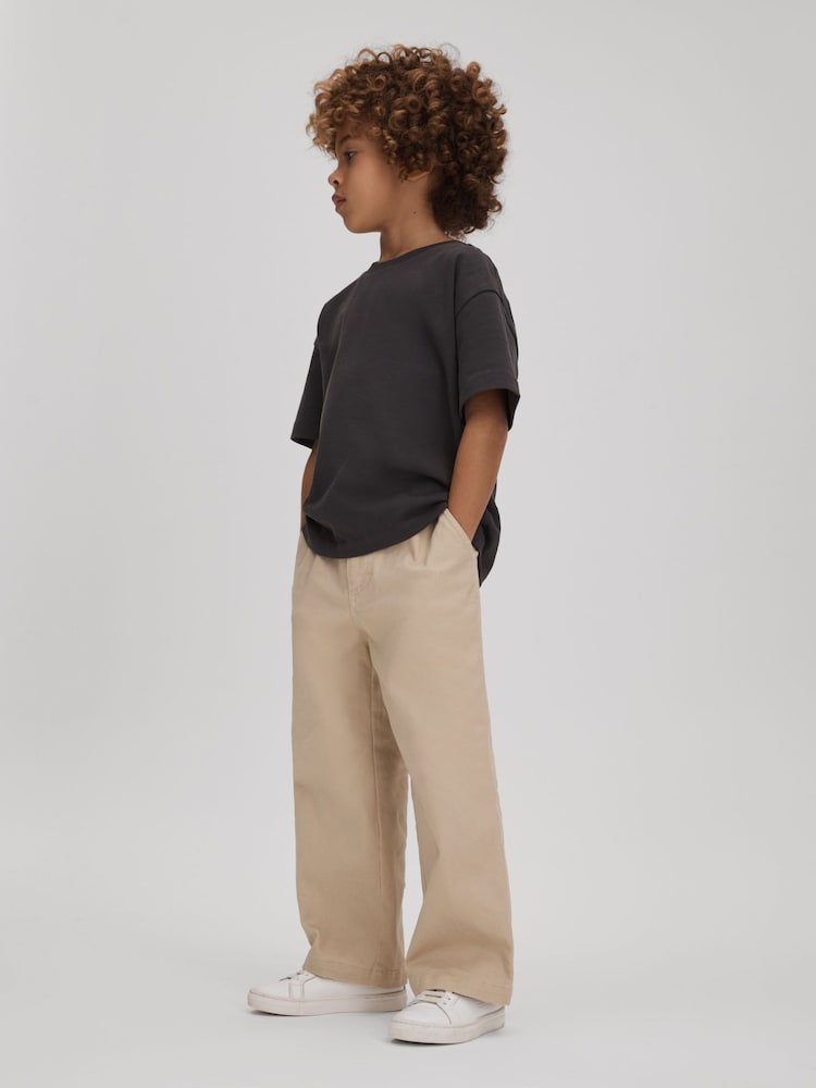Reiss Stone Colter 9-13 yrs Elasticated Waist Cotton Blend Trousers - Image 1 of 4