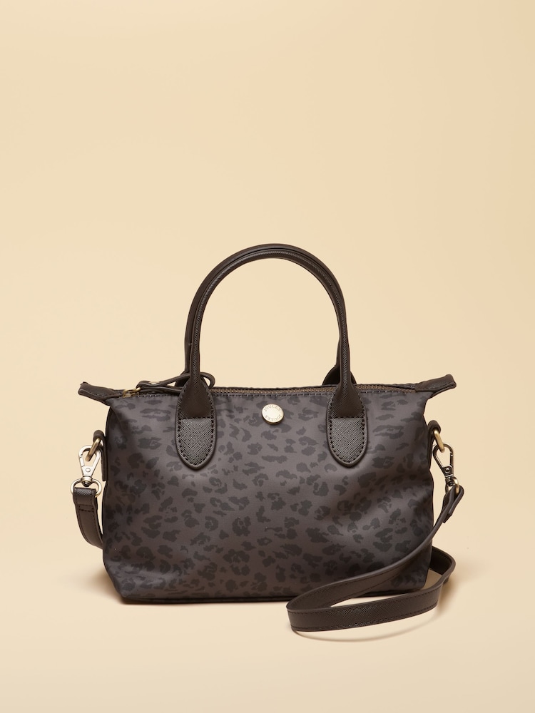 Joules Mini Chocolate Brown Leopard Print Crossbody Handbag - Image 1 of 8 Joules Mini Chocolate Brown Leopard Print Crossbody Handbag - Image 1 of 8