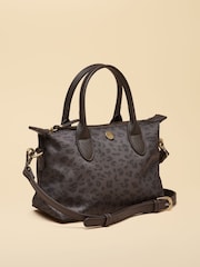 Joules Mini Chocolate Brown Leopard Print Crossbody Handbag - Image 6 of 8