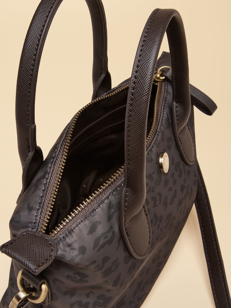 Joules Mini Chocolate Brown Leopard Print Crossbody Handbag - Image 8 of 8 Joules Mini Chocolate Brown Leopard Print Crossbody Handbag - Image 8 of 8